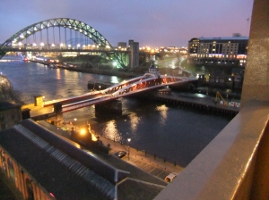 the lower and higher Tyne Bridges